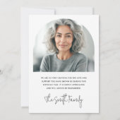 Carte De Remerciements Arc élégant classique blanc photo funéraire sympat (Dos)