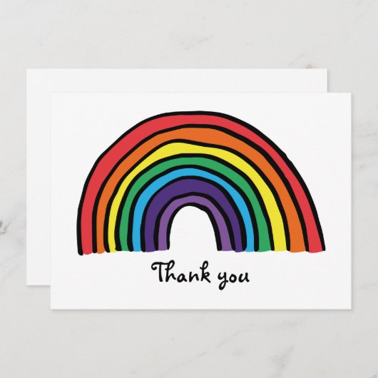 Carte De Remerciements Arc-en-ciel Coloré (Devant / Derrière)