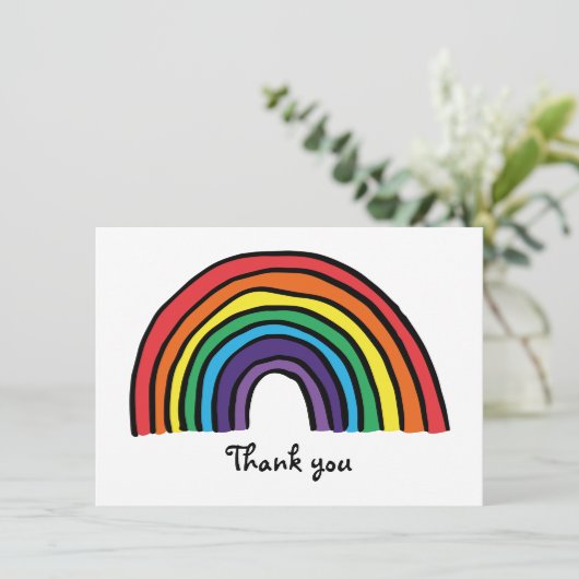 Carte De Remerciements Arc-en-ciel Coloré (Debout devant)