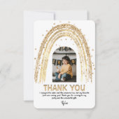 Carte De Remerciements Arc-en-ciel doré | Photo d'anniversaire pour enfan (Devant)