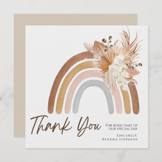 Carte de remerciements arc-en-ciel en laiton de Bo (Devant / Derrière)