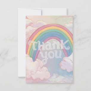 Carte De Remerciements Arc-en-ciel et nuages colorés