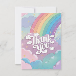 Carte De Remerciements Arc en ciel et nuages simples et élégants