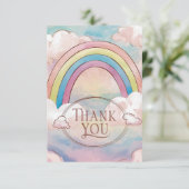 Carte De Remerciements Arc-en-ciel et nuages Whimsical élégant (Debout devant)