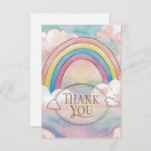 Carte De Remerciements Arc-en-ciel et nuages Whimsical élégant (Devant / Derrière)