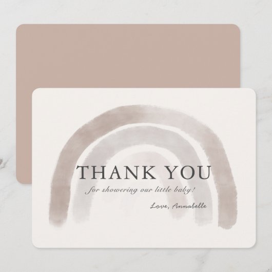 Carte de remerciements arc-en-ciel gris beige (Devant / Derrière)