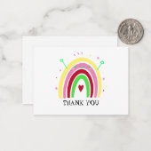 Carte de remerciements arc-en-ciel mignon (Devant/Arrière en situation)