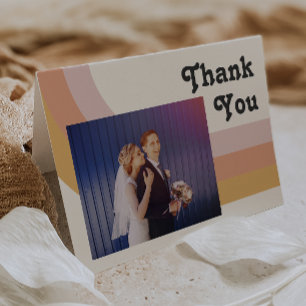 Carte De Remerciements Arc-en-ciel moderne rétro 70's Photo pliée
