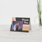 Carte De Remerciements Arc-en-ciel moderne rétro 70's | Photo sombre plié (Devant)