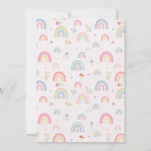 Carte De Remerciements Arc-en-ciel Pastel Fleurs Sauvages & Cœurs (Dos)