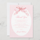 Carte De Remerciements Arc-en-ciel Rose à Carreaux Bow Préparatifs Fête d (Devant)