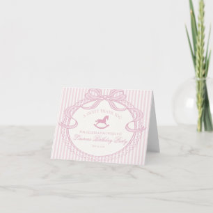Carte De Remerciements Arc en ciel rose Coquette Cheval à bascule Anniver