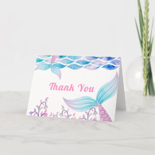 Carte De Remerciements Arc-en-ciel sous la mer Mermaid Tail Baby shower