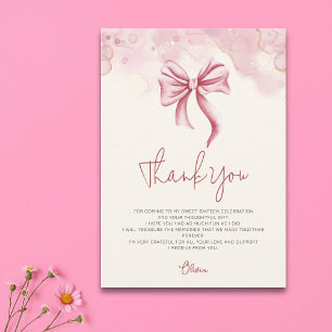 Carte De Remerciements Arc en rose tendre élégant Sweet 16
