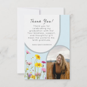 Carte De Remerciements Arc fleur sauvage de graduation Photo Elégant Merc