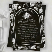 Carte De Remerciements Arc floral noir blanc Rose 100e anniversaire