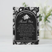 Carte De Remerciements Arc floral noir blanc Rose 50e anniversaire (Debout devant)
