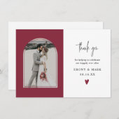 Carte De Remerciements Arc moderne Bourgogne photo Mariage (Devant / Derrière)
