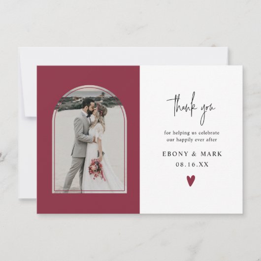 Carte De Remerciements Arc moderne Bourgogne photo Mariage (Devant)