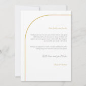 Carte De Remerciements Arc moderne noir blanc or Mariage photo (Dos)