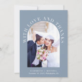 Carte De Remerciements Arc moderne photo Dusty Mariage bleu (Devant)