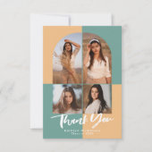 Carte De Remerciements Arc moderne vert Peachy Jaune 4 Photo Graduation (Devant)