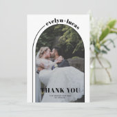Carte De Remerciements Arc noir, blanc et typographie mariage photo (Debout devant)