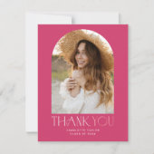 Carte De Remerciements Arc photo rose chaud moderne Fete Graduation (Devant)
