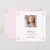 Carte De Remerciements Arc rose et blanc Première communion sainte (Devant / Derrière)