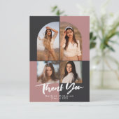Carte De Remerciements Arch moderne Terracotta rose Gris Photo Graduation (Debout devant)
