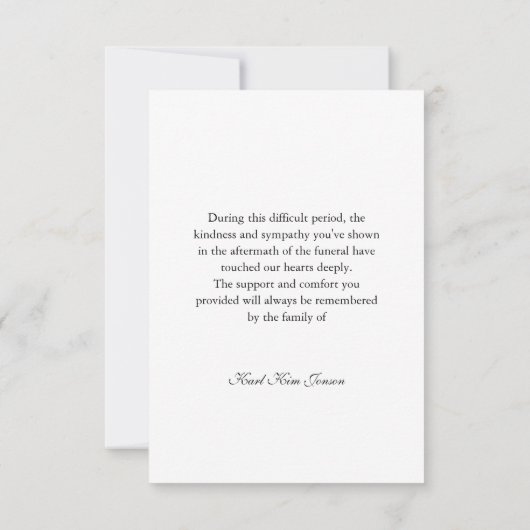 Carte De Remerciements Arch Photo Calligraphie Script Sympathy Funéraille (Dos)