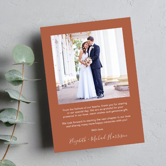 Carte De Remerciements Arch Photo moderne Mariage en terre cuite