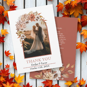 Carte De Remerciements Arche avec fleurs d'automne photo mariage de autom