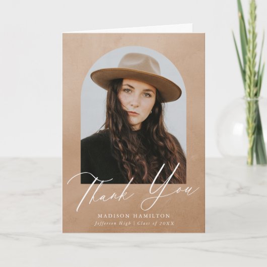 Carte De Remerciements Arche d'aquarelle de sable photo Graduation (Devant)