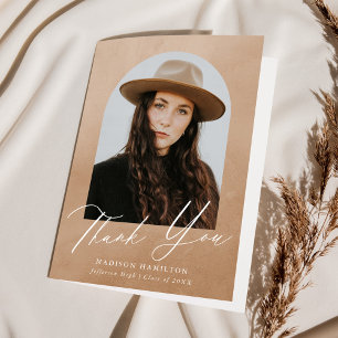 Carte De Remerciements Arche d'aquarelle de sable photo Graduation