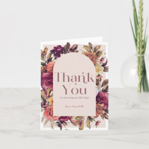 Carte De Remerciements Arche d'automne Baby shower rose