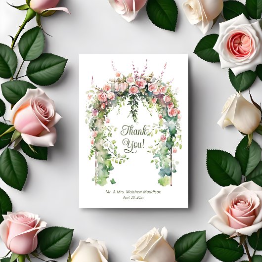 Carte De Remerciements Arche de mariage rose Boho Rose printemps