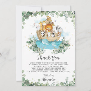 Carte De Remerciements Arche de Noé verdoyante Baby shower neutre pour le