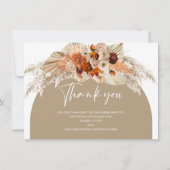 Carte De Remerciements Arche florale en terre cuite couleur cuivre orangé (Dos)
