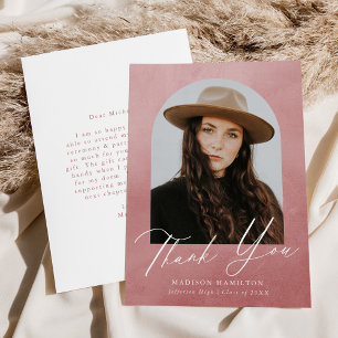 Carte De Remerciements Arche photo Dusty Rose aquarelle
