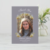 Carte De Remerciements Arched Periwinkle Floral Graduation (Debout devant)