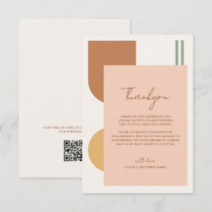 Carte De Remerciements Arches Bohèmes Colorées Élégantes Code QR Mariage