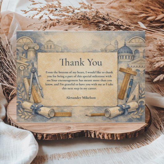 Carte De Remerciements Architect Graduation Blueprint Design