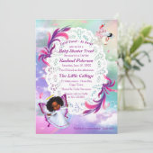 Carte De Remerciements Arcs-en-ciel, Nuages fluides, Baby shower papillon (Debout devant)