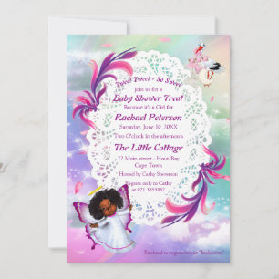 Carte De Remerciements Arcs-en-ciel, Nuages fluides, Baby shower papillon