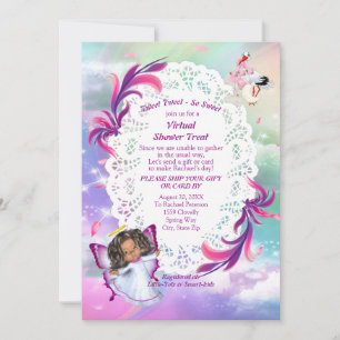 Carte De Remerciements Arcs-en-ciel, Nuages fluides, Baby shower papillon