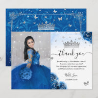 Argent et Bleu Royal Photo d'anniversaire de Quinc