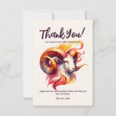 Carte De Remerciements Aries Aquarelle Ram Zodiac Thème Anniversaire Fête (Devant)