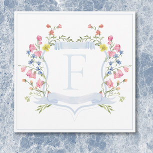 Carte De Remerciements Armoiries de mariage élégantes aux fleurs sauvages