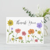 Carte De Remerciements Arrière - plan Floral d'été (Debout devant)